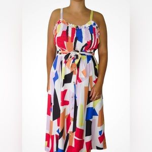 Block colors sleeveless midi dress juniors xl Buttons in front.Adjustable straps